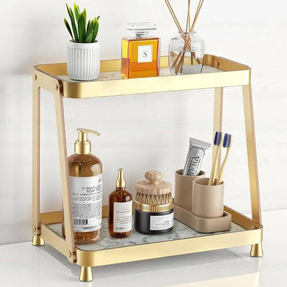 2-Tier Acrylic Bathroom Vanity Organizer, Holds Cosmetics, Makeup & Skincare - Image 9