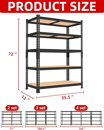 PrimeZone 35.5" x 12" x 72" Heavy Duty Storage Shelves - Image 3