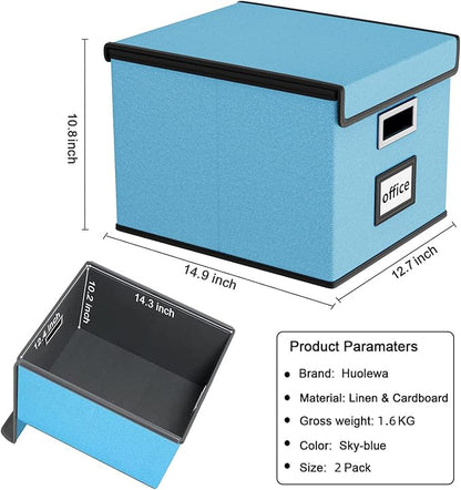 File Organizer Box with Lids, Collapsible File Folder Organizer | File Box with - Image 6