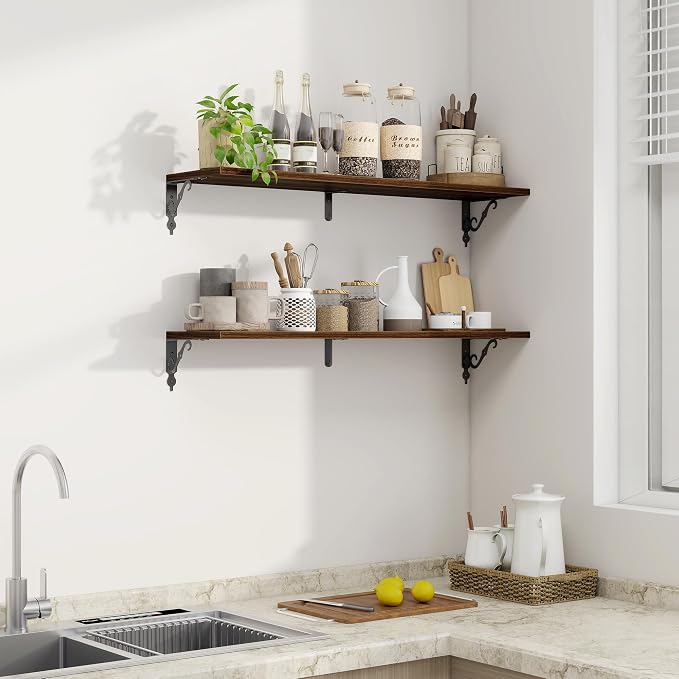 36 Inches Floating Shelves, Rustic Long Wall Shelves, 8 Inch Deep Book Shelf - Image 5