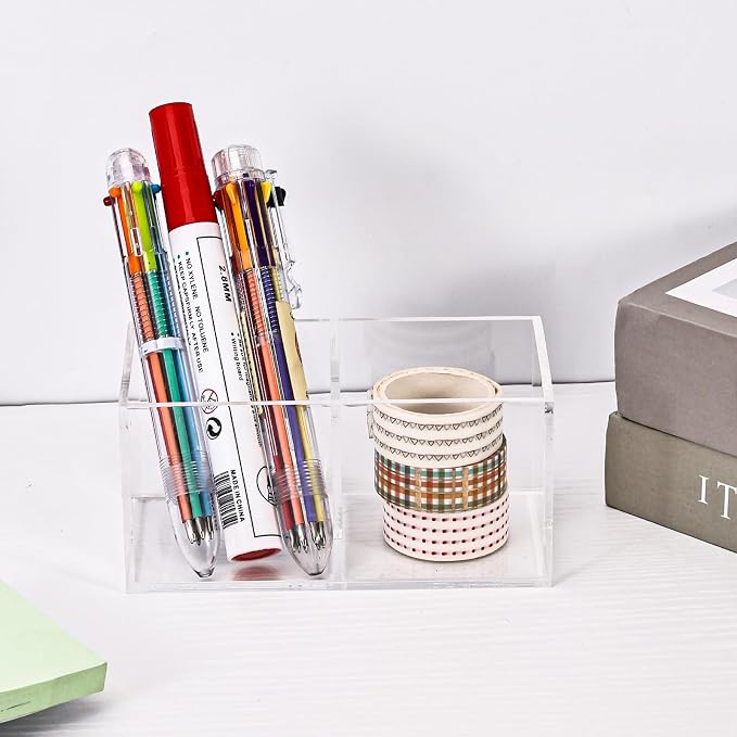 Acrylic Drawer Organizer, Dedoot Clear 2 Compartment 2 Section Makeup Organizer - Image 3