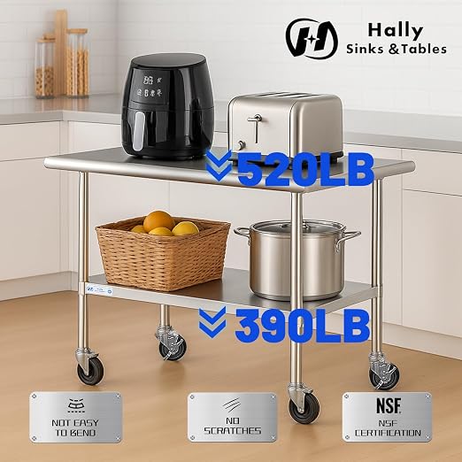 Hally Stainless Steel Table for Prep & Work 30 x 60 Inches - Image 4