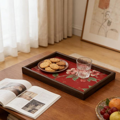 Wooden Valet Tray with Floral Base, EDC Catch All Tray Nightstand Entryway - Image 5