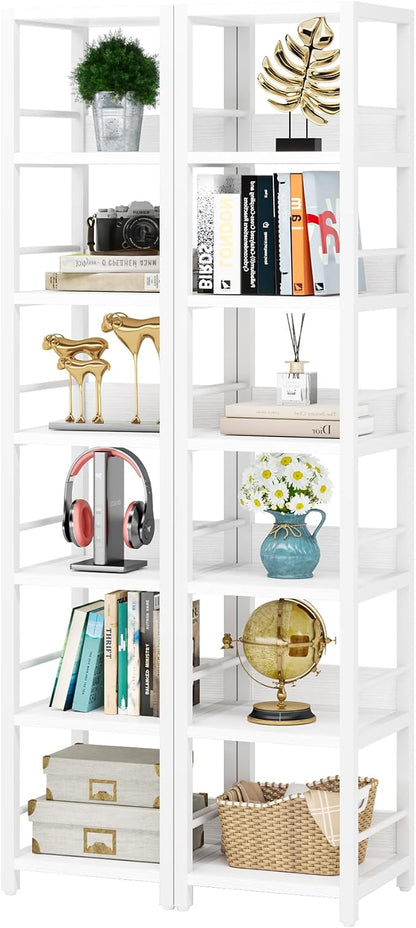 Tribesigns 6-Tier Corner Shelf, 75 Inch Tall Narrow Bookshelf Storage Rack - Image 8