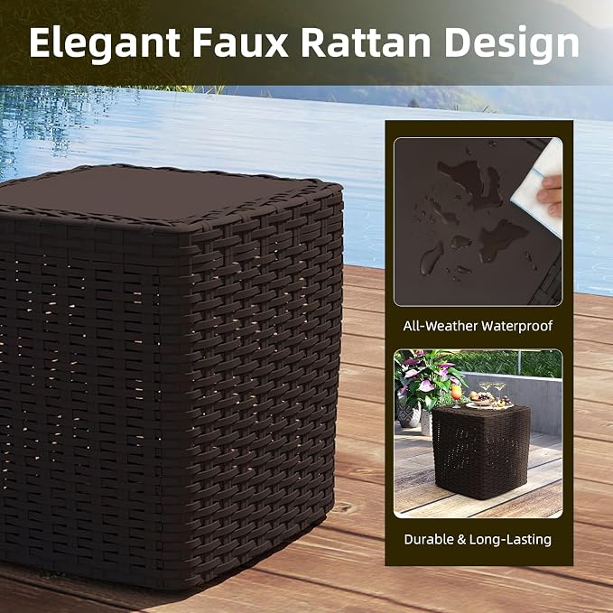 35 Gallon Outdoor Storage Box, Faux Rattan Deck Box - Image 3
