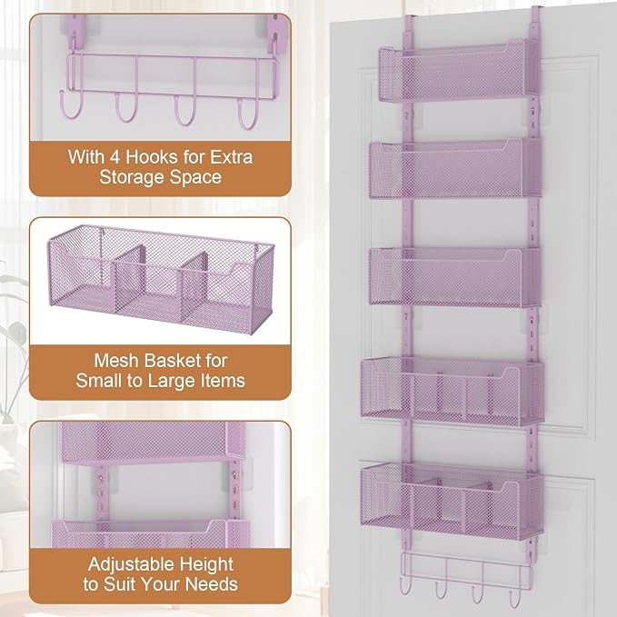 VyGrow Over The Door Organizer, Metal Door Organizer Hanging - Image 5