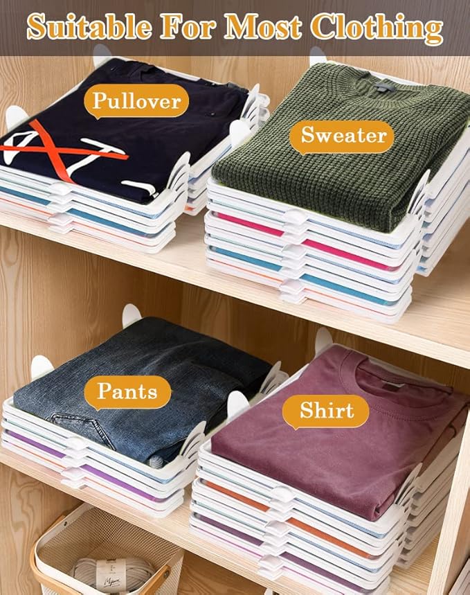 Clothing Organizer for Closet Storage, Stackable Shelf Dividers | Space-Savin - Image 5