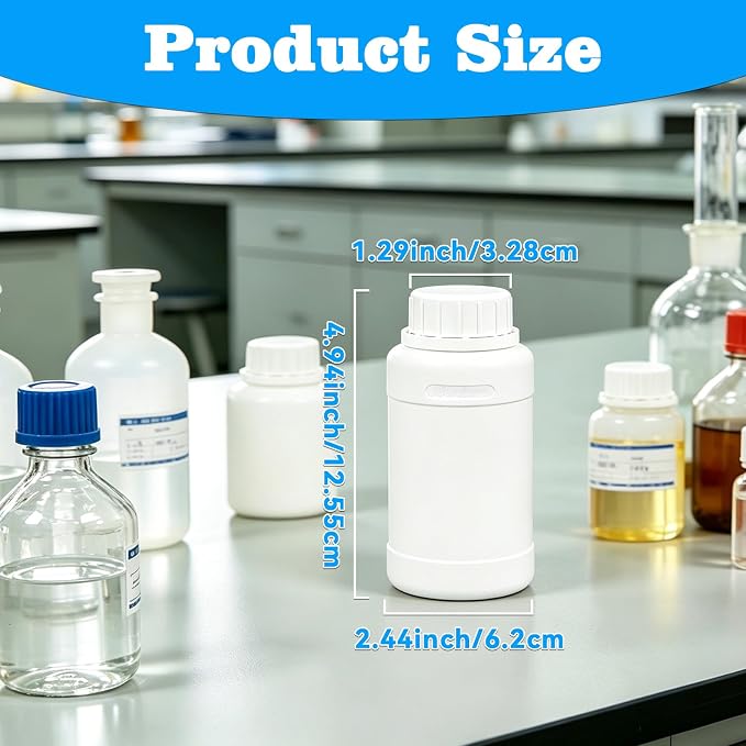 2 Pack 8 oz White Fluorinated Plastic Bottles - Image 2