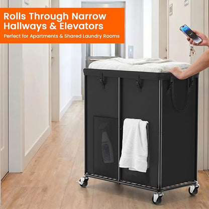 250L Laundry Hamper with Lid, Rolling Laundry Basket with Wheels and Bag | - Image 7