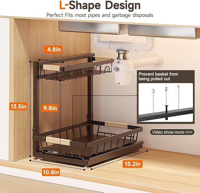 Sevenblue 2-Pack 2-Tier Height Adjustable Under Sink Organizer & Storage | - Image 2