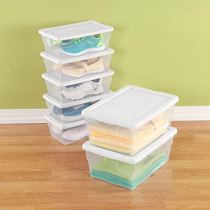 Sterilite 24-Pack 6 Quart Storage Boxes, Stackable Clear Plastic Bins - Image 9