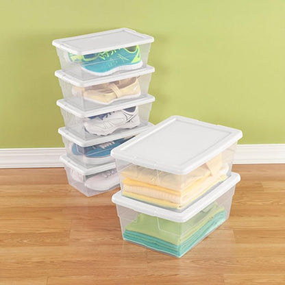 Sterilite 24-Pack 6 Quart Storage Boxes, Stackable Clear Plastic Bins - Image 9