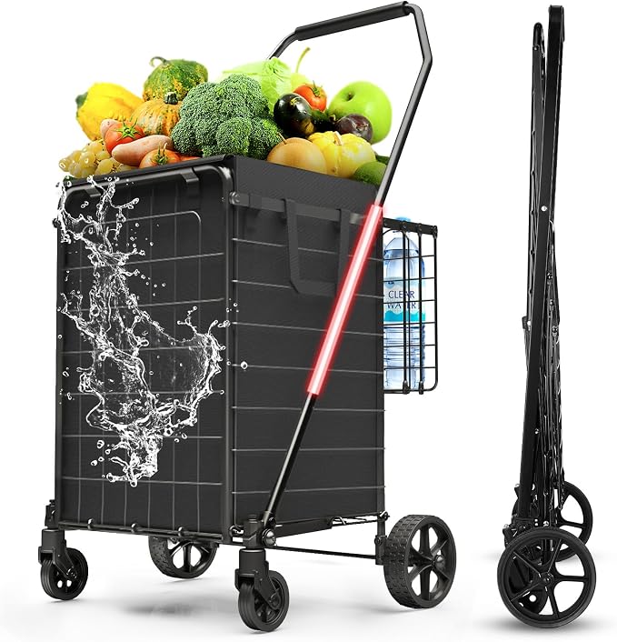 3.7 Cu Ft Folding Shopping Cart - 380 LB Capacity Grocery Cart - Heavy Duty by XINGLANG