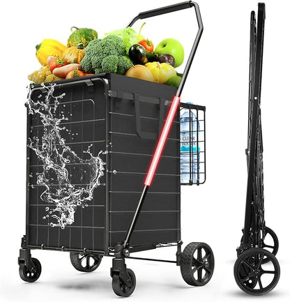 3.7 Cu Ft Folding Shopping Cart - 380 LB Capacity Grocery Cart - Heavy Duty by XINGLANG