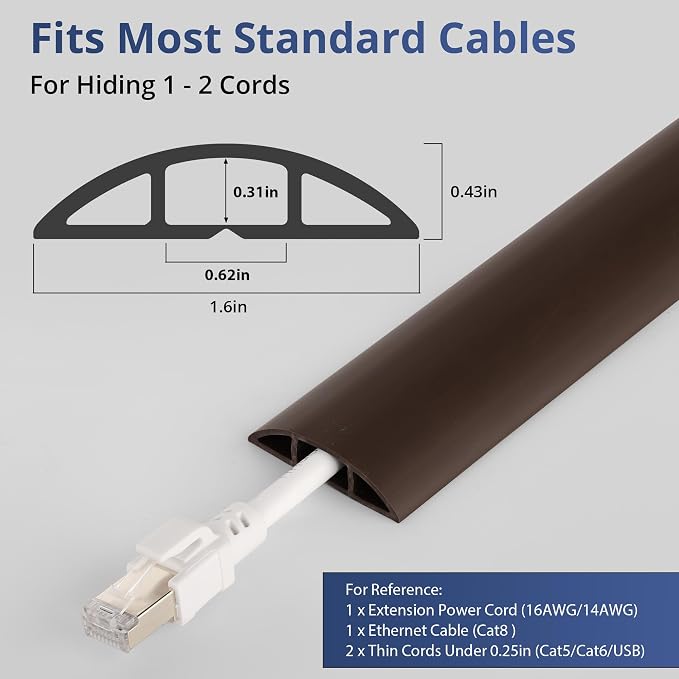 ZhiYo 3.6ft Cord Covers for Wires on Floor, Cord Hider Floor Hide Extension - Image 2