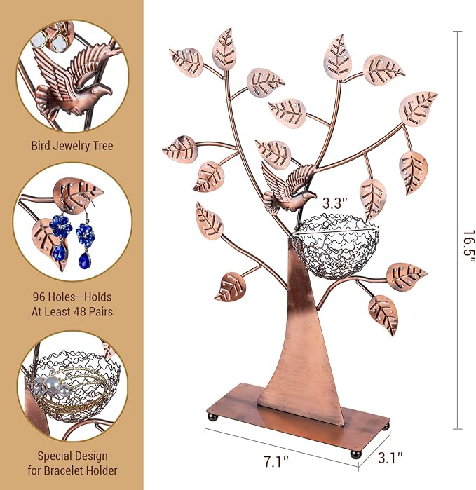 MyGift 14-Inch Modern Bronze Jewelry Organizer Tree - Image 5