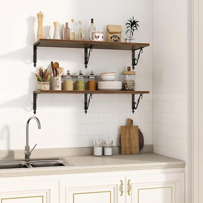 36 Inches Floating Shelves, Rustic Long Wall Shelves, 12 Inch Deep Book Shelf - Image 5
