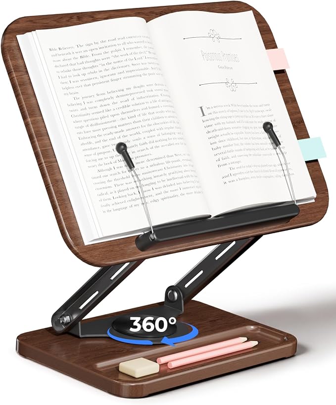 Viozon Book Stand for Reading, Book Holder 360° Rotating Base by viozon