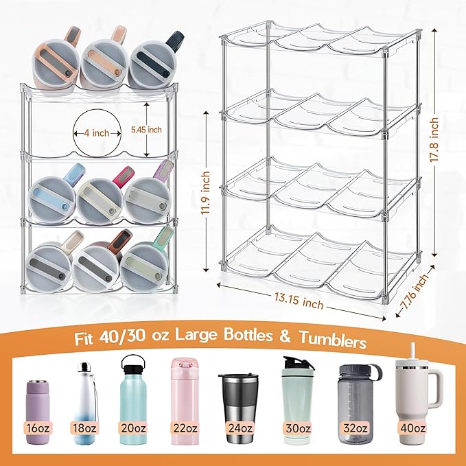 Water Bottle Organizer for Stanley 40 oz Tumbler, Stackable Water Bottle Holder - Image 2