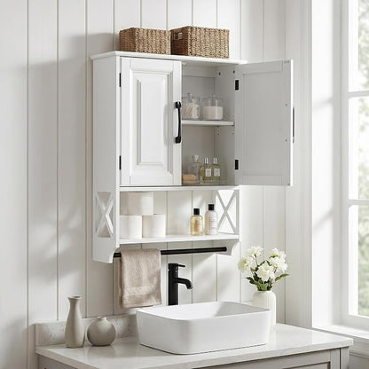 Bathroom Wall Cabinet, Adjustable Shelf & Towel Bar–Over Toilet Storage - Image 6