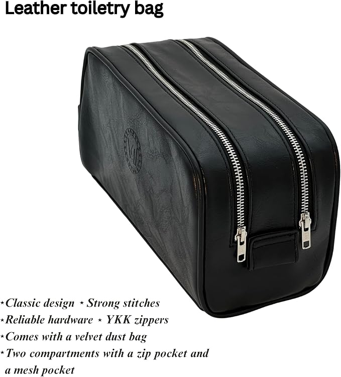 Dopp Gift Large Travel Toiletry Bag Premium Quality PU Leather Two compartments - Image 8