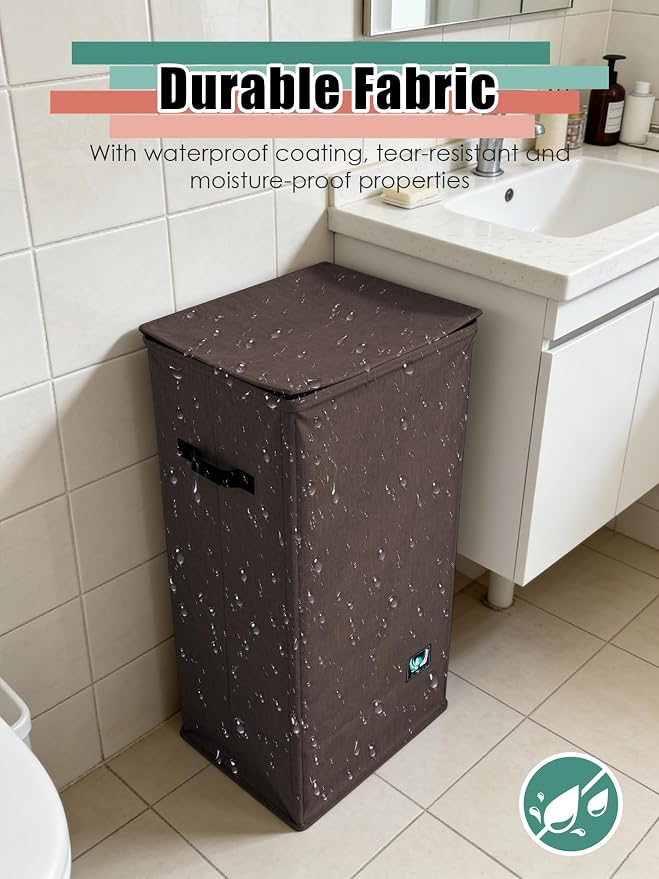 WTREE Laundry Hamper with Lid, Reinforced Sturdy Clothes Hamper with - Image 4