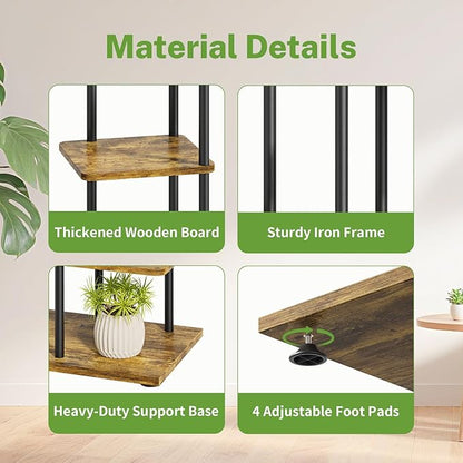 iDavosic.ly 5 Tier Plant Stand Indoor, Tiered Corner Metal Wood Multiple Flower - Image 3