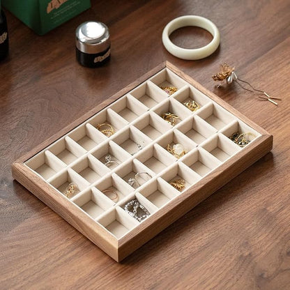 28-Grid Black Walnut Wooden Jewelry Tray - Image 3