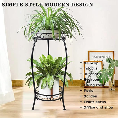 MOCORY Plant Stand Indoor Outdoor 2 Tier 25" Tall Metal Potted Holder Flower - Image 2