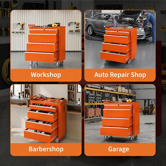 Garvee Rolling Tool Chest, 4 Drawers Tool Storage Cabinet, Toolbox - Image 6