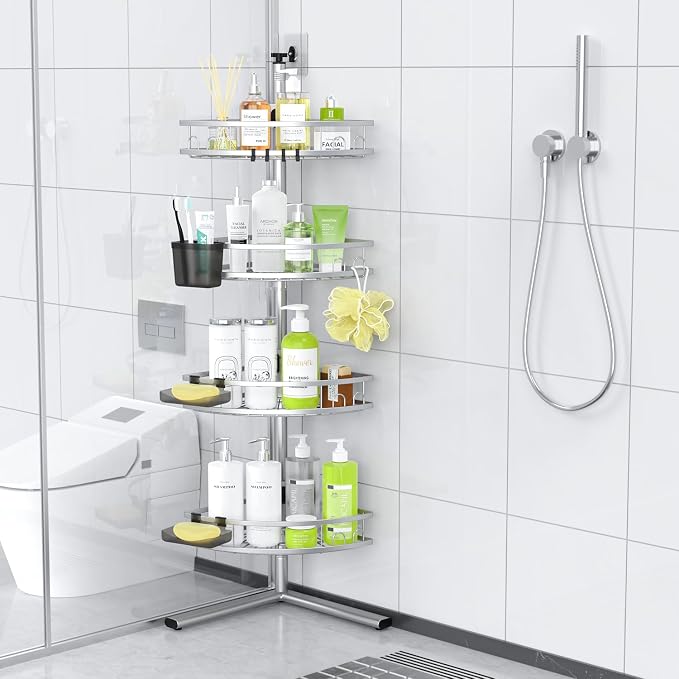 Aitatty Standing Shower Caddy Corner: 4-tier Rustproof Shower Organizer Shelf - Image 8
