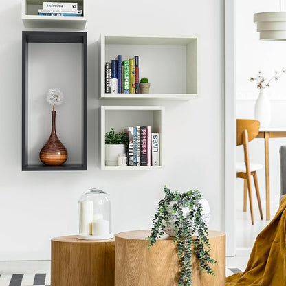 Wall Mount Shelf Set of 4, Floating Cube Shelves - Image 7
