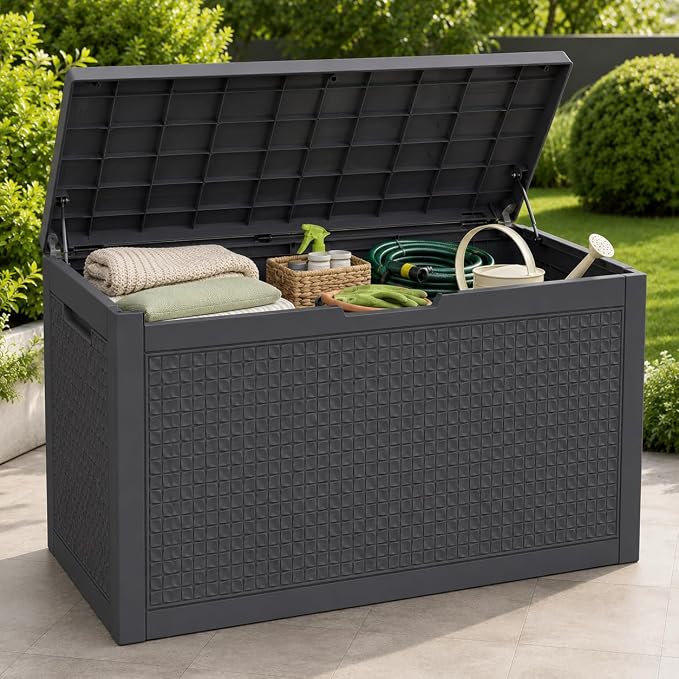 120 Gallon Outdoor Storage Box, Resin Deck Box Waterproof & Lockable, Patio - Image 10