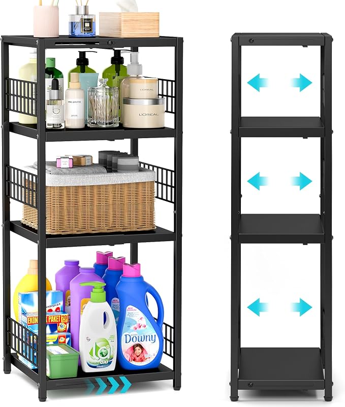 DAOUTIME Expandable Slim Storage Shelf, 4 Tier Metal Shelving Unit by DAOUTIME