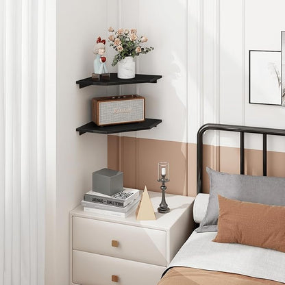 Corner Shelf Wall Mount, Cable Box, Wood Hanging Storage Shelf Organizer - Image 9