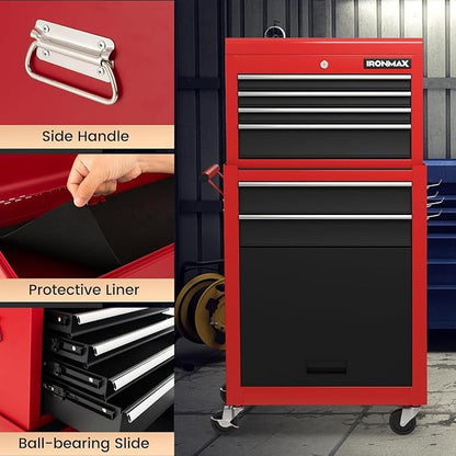 Goplus 6 Drawers Tool Chest, 2-in-1 Rolling Tool Box - Image 3
