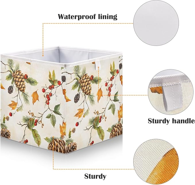 Autumn Leaves Pine Cones Closet Organizers Storage Cubes Storage Bins Shelf - Image 4