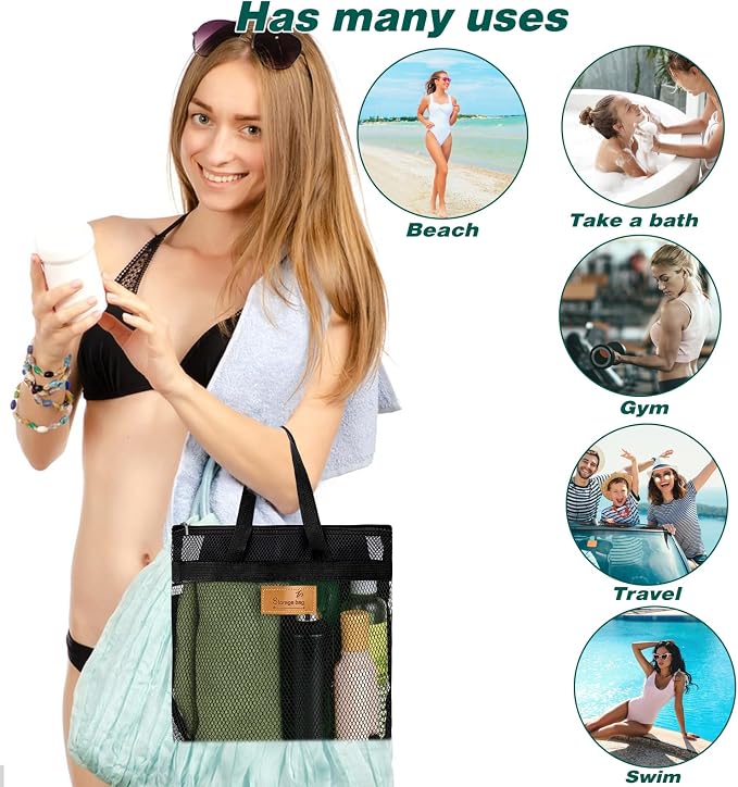 KALIONE Mesh Shower Caddy Bag, Portable Gym Shower Bag, Quick Dry Hanging - Image 6