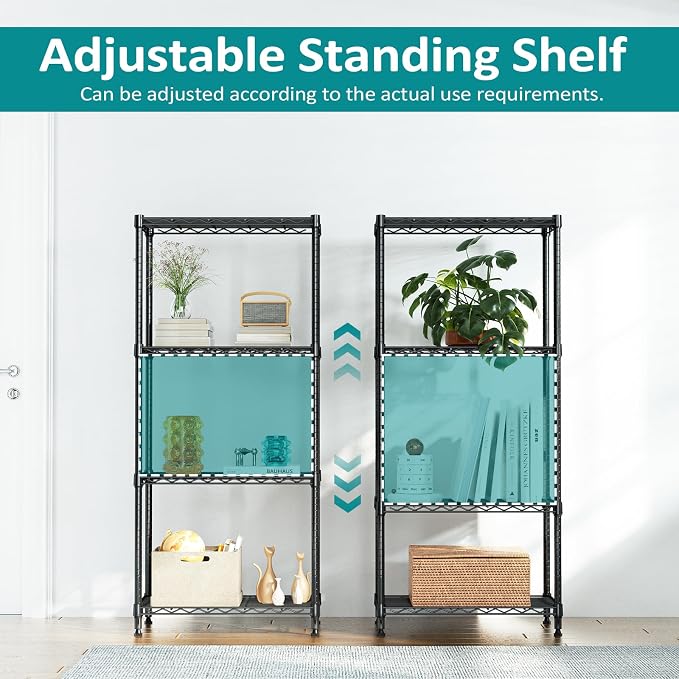 4 Tier Wire Shelf, 1000 LBS Black Wire Shelving Unit - Image 6