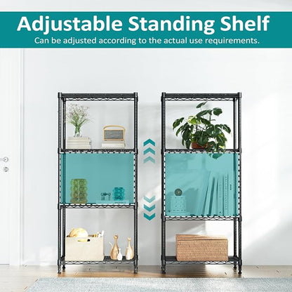 4 Tier Wire Shelf, 1000 LBS Black Wire Shelving Unit - Image 6