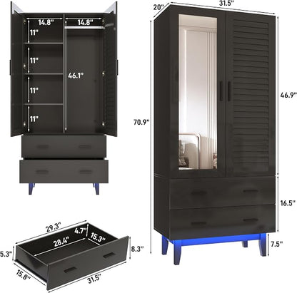 jiteentarou 2 Door Armoire Wardrobe Closet Cabinet - Image 2