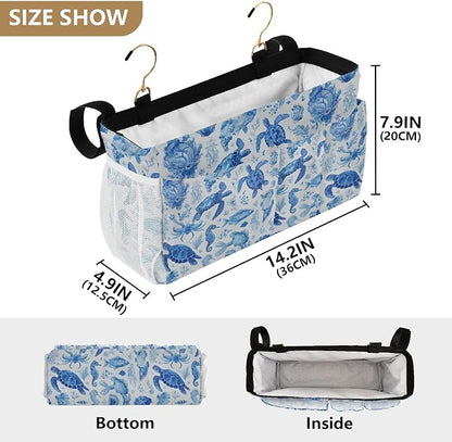 Ink Blue Turtles Fish Crabs Bedside Caddy - Image 4