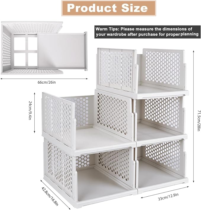2026 Upgraded Closet Organizers and Storage, 5 Pack Pull-Out Wardrobe Bins - Image 3