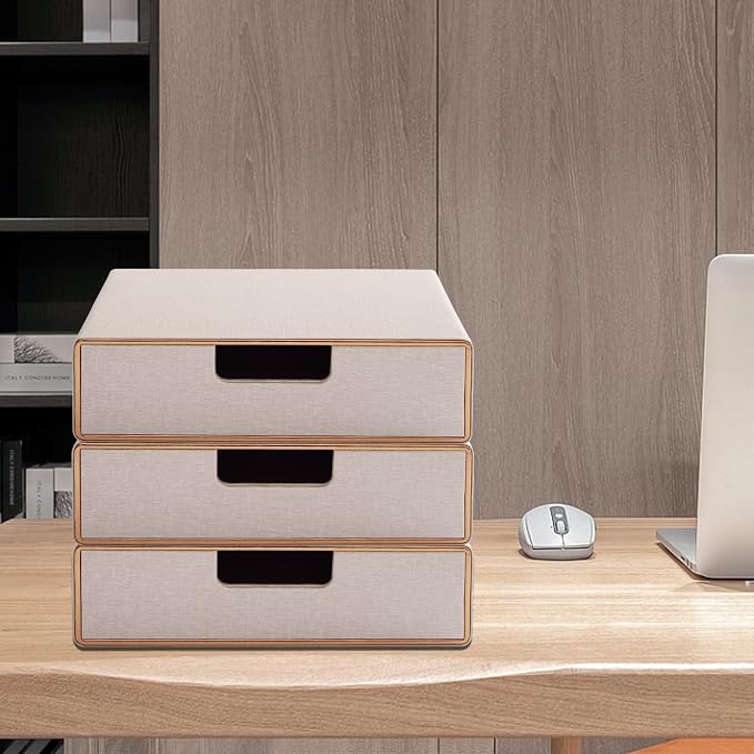 Stackable Drawer Organizer PU Leather Classic Handmade, Organize Home Office - Image 4