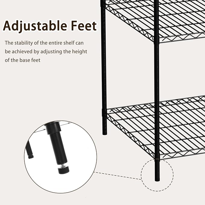Wire Storage Standing Shelf Rack Tower, Corner Metal Shelving Unit - Image 9