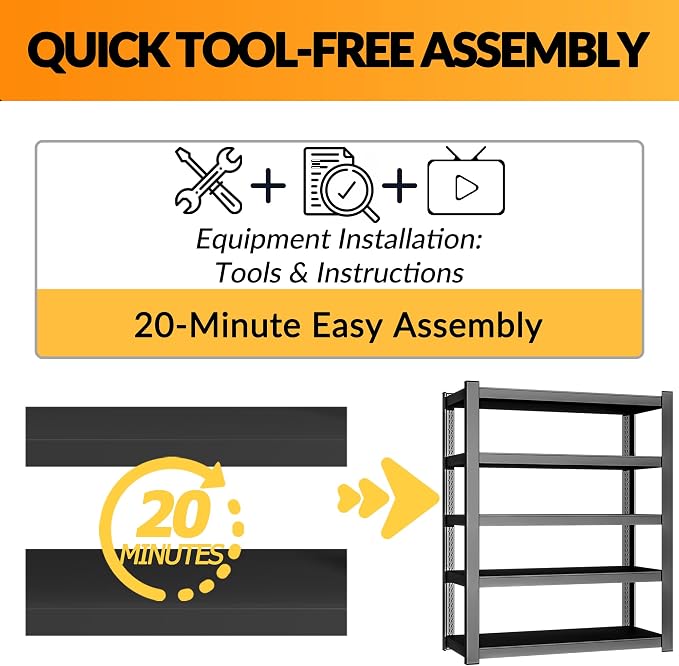 BESFUR 71" H Wider Garage Shelving, 3000LBS 5-Tier Heavy Duty Storage Shelves - Image 7