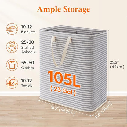 Lifewit 105L Large Collapsible Laundry Hamper, Tall Foldable Dirty Clothes - Image 3