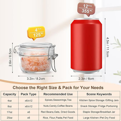 12 Pack Spice Jars, 4 oz Glass Containers - Image 2