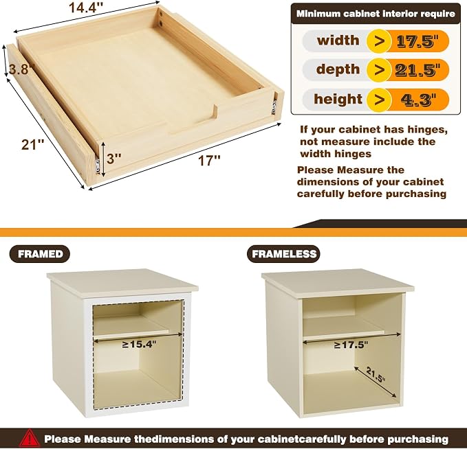 Pull Out Cabinet Organizer, Soft Close Slide Out Wooden Pull out Drawers - Image 3