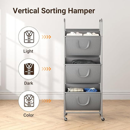 ELYKEN 120L Vertical Rolling Laundry Hamper - Image 7